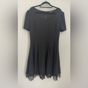 Black Pleated Fit and Flare Cocktail Dress